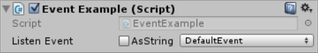There is an unchecked checkbox titled 'AsString' next to a dropdown menu of all the events.